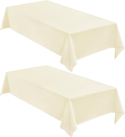 Faux Linen Tablecloths for Rectangle Tables, Burlap Textured Table Cloths Washable Farmhouse Table Cover Water Resistant for Dining, Wedding, Outdoor(Khaki, 52"×70")