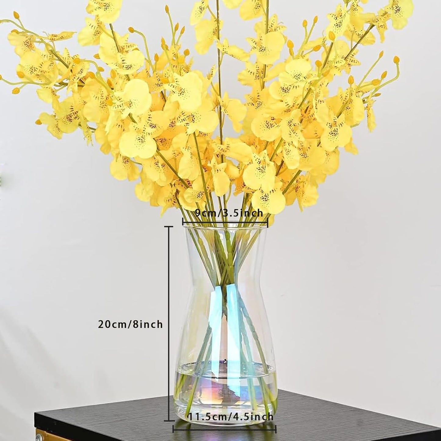 8 inch Iridescent Glass Flower Vases for Centerpiece Table Home Indoor Desk Decor,Ins Modern Boho Style Vase for Wedding Housewarming Gift