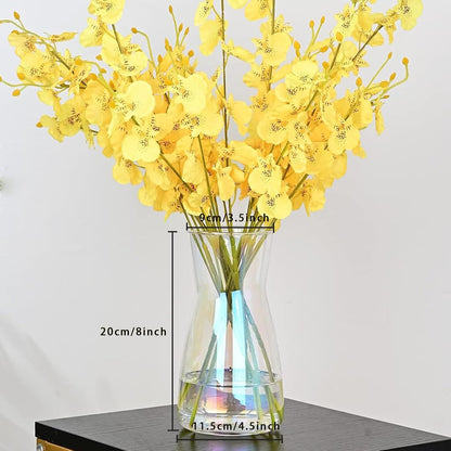 8 inch Iridescent Glass Flower Vases for Centerpiece Table Home Indoor Desk Decor,Ins Modern Boho Style Vase for Wedding Housewarming Gift