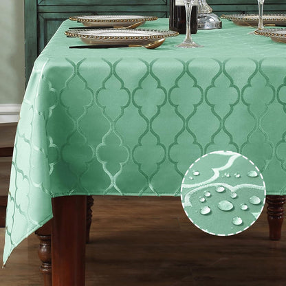 Jacquard Tablecloth Damask Fabric Table Cloth Water Resistant & Wrinkle Free Spillproof Polyester Table Cover for Kitchen Dining Tabletop (Rectangle/Oblong, 52" x 70" (4-6 Seats), Gray)