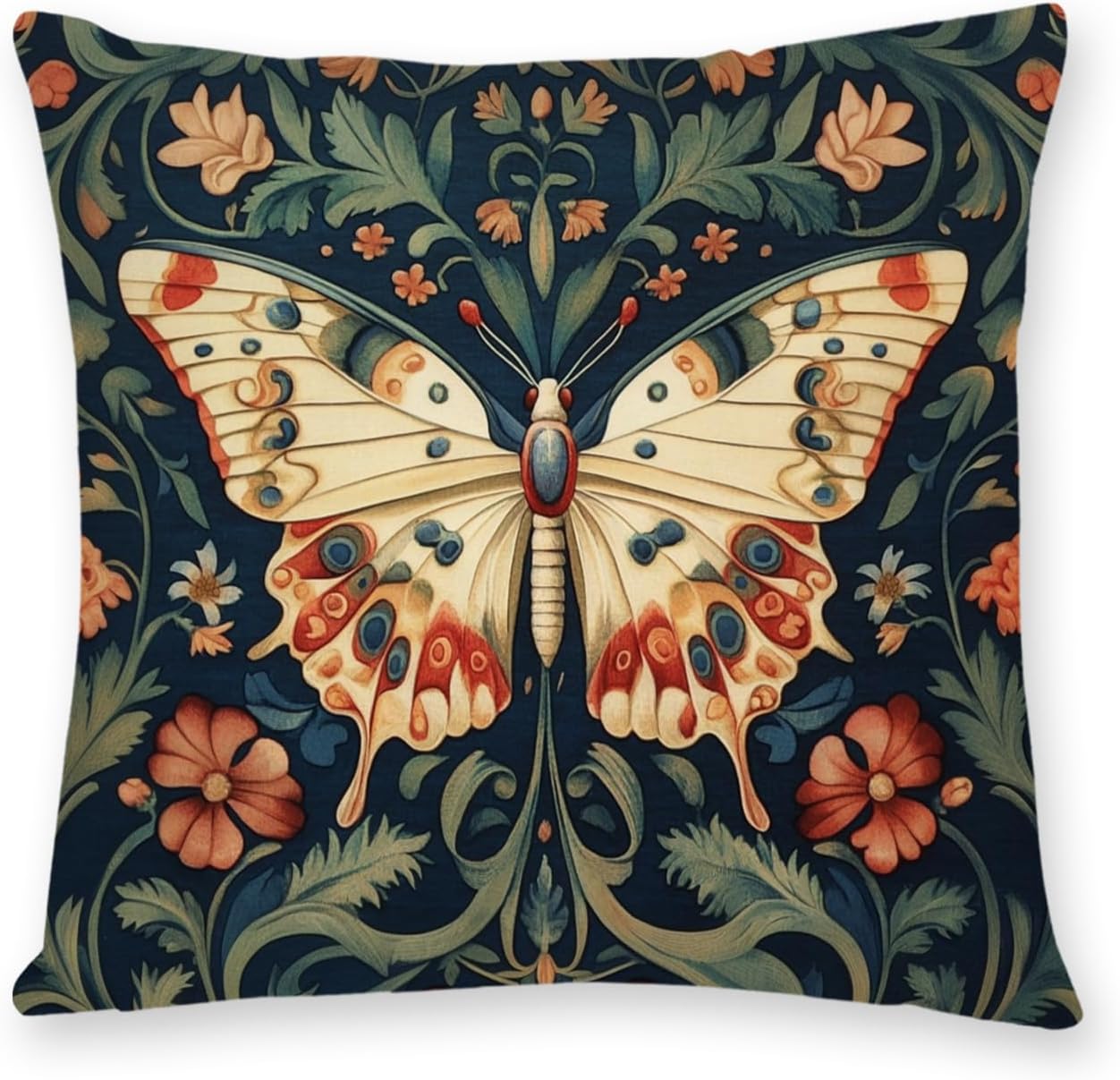 William Morris Abstract Vintage Print Floral Velvet Design Throw Pillow Covers Home Decor, Retro Art Decor Pillowcase Cushion Cover for Bed Sofa Living Room, Square 18x18inch (Black-Floral2)