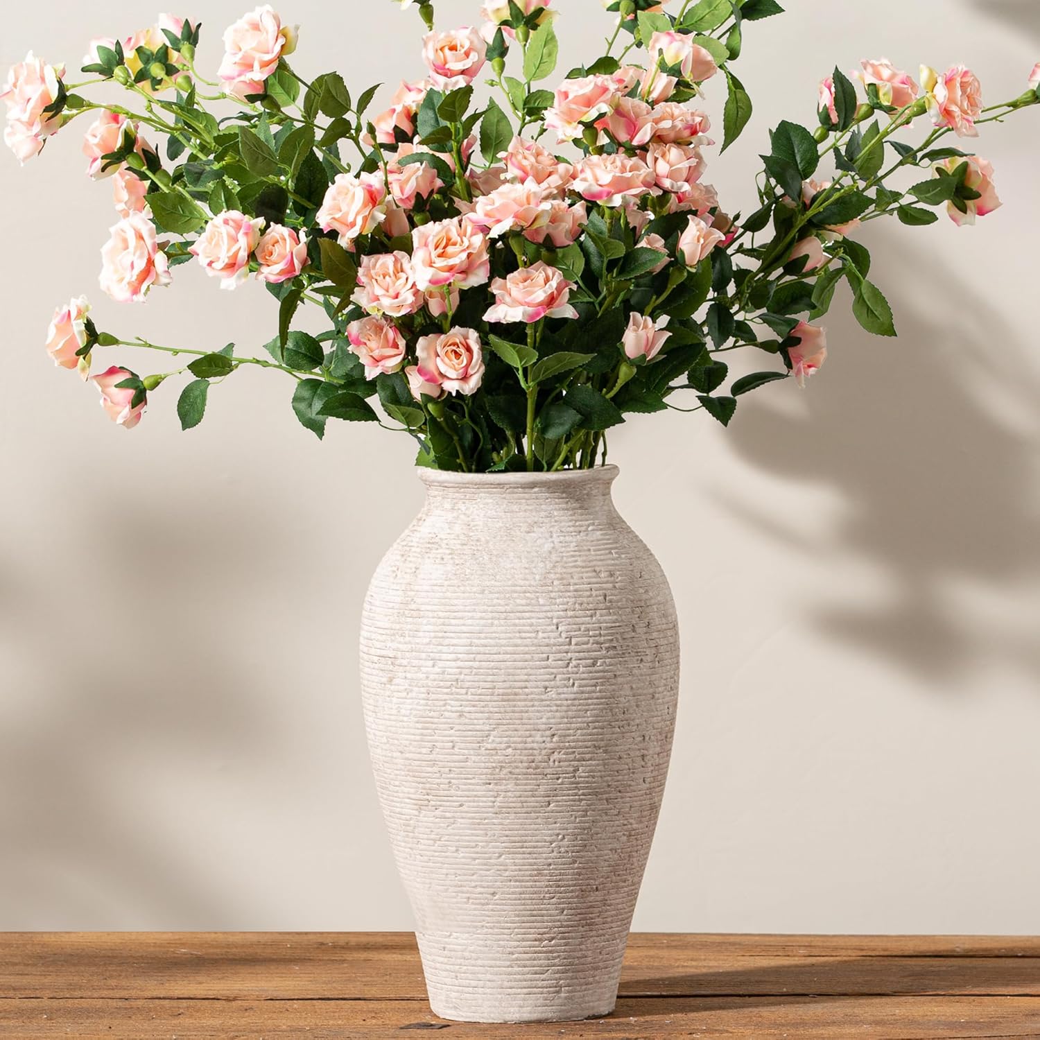 Ceramic Flower Vase Home Decor - Large Farmhouse Table Vases Rustic Vintage Living Room Kitchen Bedroom Decorations for House Book Shelf Office Coffee Desk Dining Fireplace (9" Rustic)