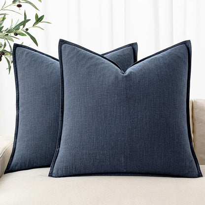 MIULEE Decorative Linen Euro Sham Pillow Covers 24x24 Natural Beige Boho Farmhouse Neutral Couch Throw Pillows for Bed Pack of 2 Accent Modern Pillowcase Sofa Livingroom Home Decor