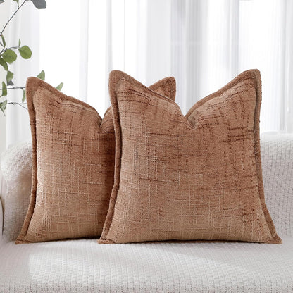 HPUK Decorative Throw Pillow Covers Set of 4 Square Couch Pillows Linen Cushion Cover for Couch Sofa Living Room, 18"x18" inches, Blue