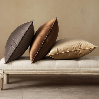 MIULEE Brown Velvet Throw Pillow Covers 20x20 Soft Decorative Solid Square Cushion Cases Pack of 2 Modern Luxury Home Decor for Couch, Sofa, Bedroom