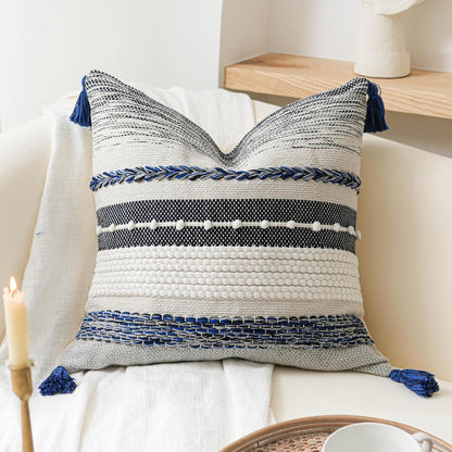 BlissBlush Coastal Blue Decorative Lumbar Pillow Cover 14x36 Boho Long Body Pillow for Bed Farmhouse Lumbar Throw Pillow for Couch Modern Accent Textured Throw Pillowcase