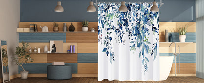 Shower Curtain Blue Eucalyptus Shower Curtains for Bathroom, Watercolor Leaf Shower Curtain Sets Waterproof Plant Shower Curtain Leaves Fabric Cloth Bathroom Curtains 72x72 inch with Hooks