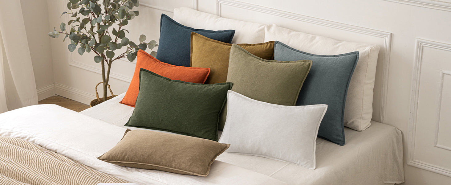 MIULEE Decorative Linen Euro Sham Pillow Covers 24x24 Natural Beige Boho Farmhouse Neutral Couch Throw Pillows for Bed Pack of 2 Accent Modern Pillowcase Sofa Livingroom Home Decor