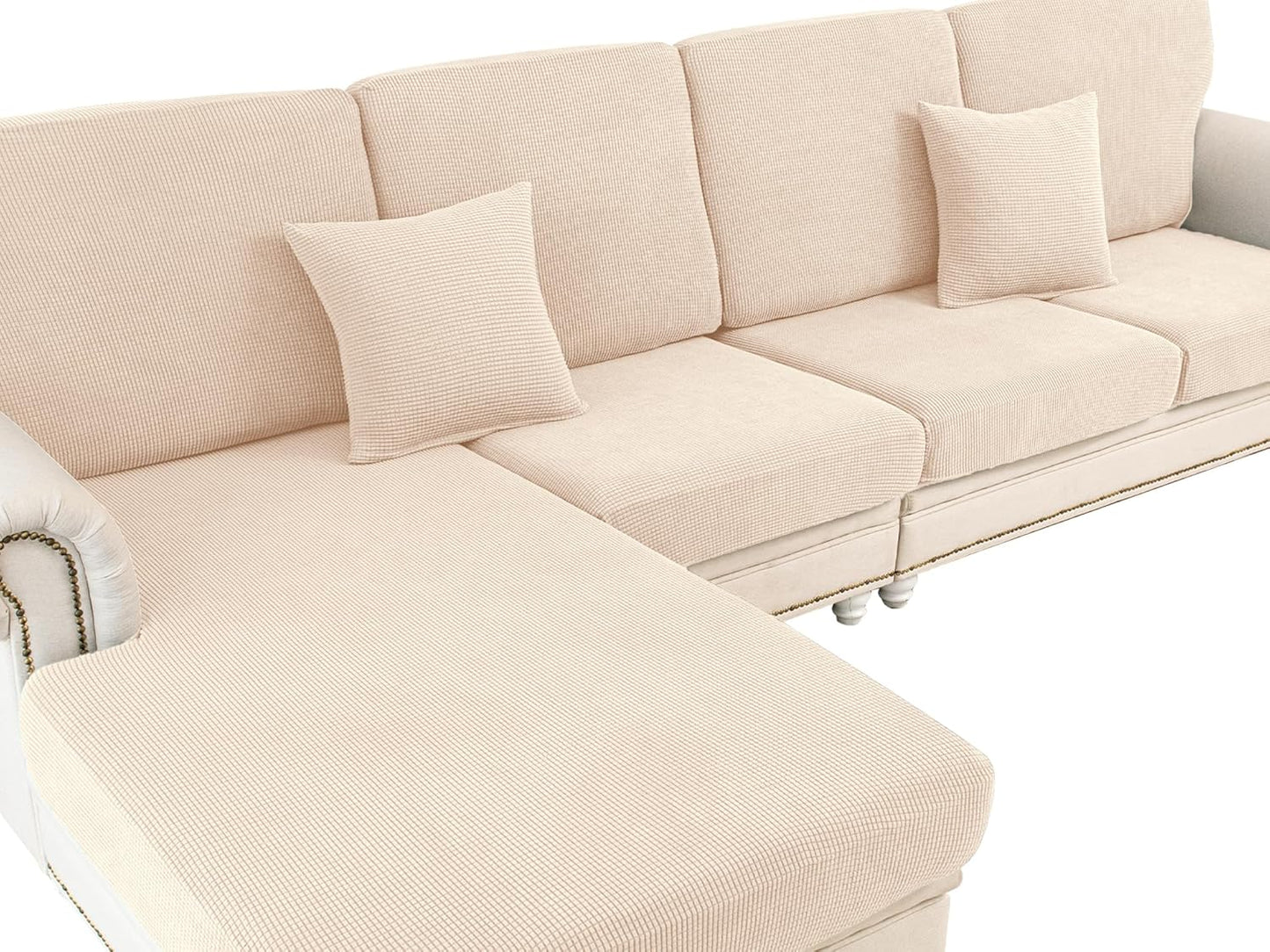 Couch Cushion Covers Seat Cushion Cover Stretch Couch Cover Separate Sectional Sofa Slipcovers Furniture Protector(3 Pieces for Seat or Sofa Backrest, Dark Grey)