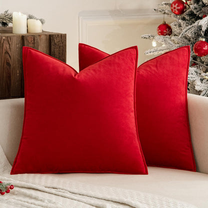 MIULEE Brown Velvet Throw Pillow Covers 20x20 Soft Decorative Solid Square Cushion Cases Pack of 2 Modern Luxury Home Decor for Couch, Sofa, Bedroom