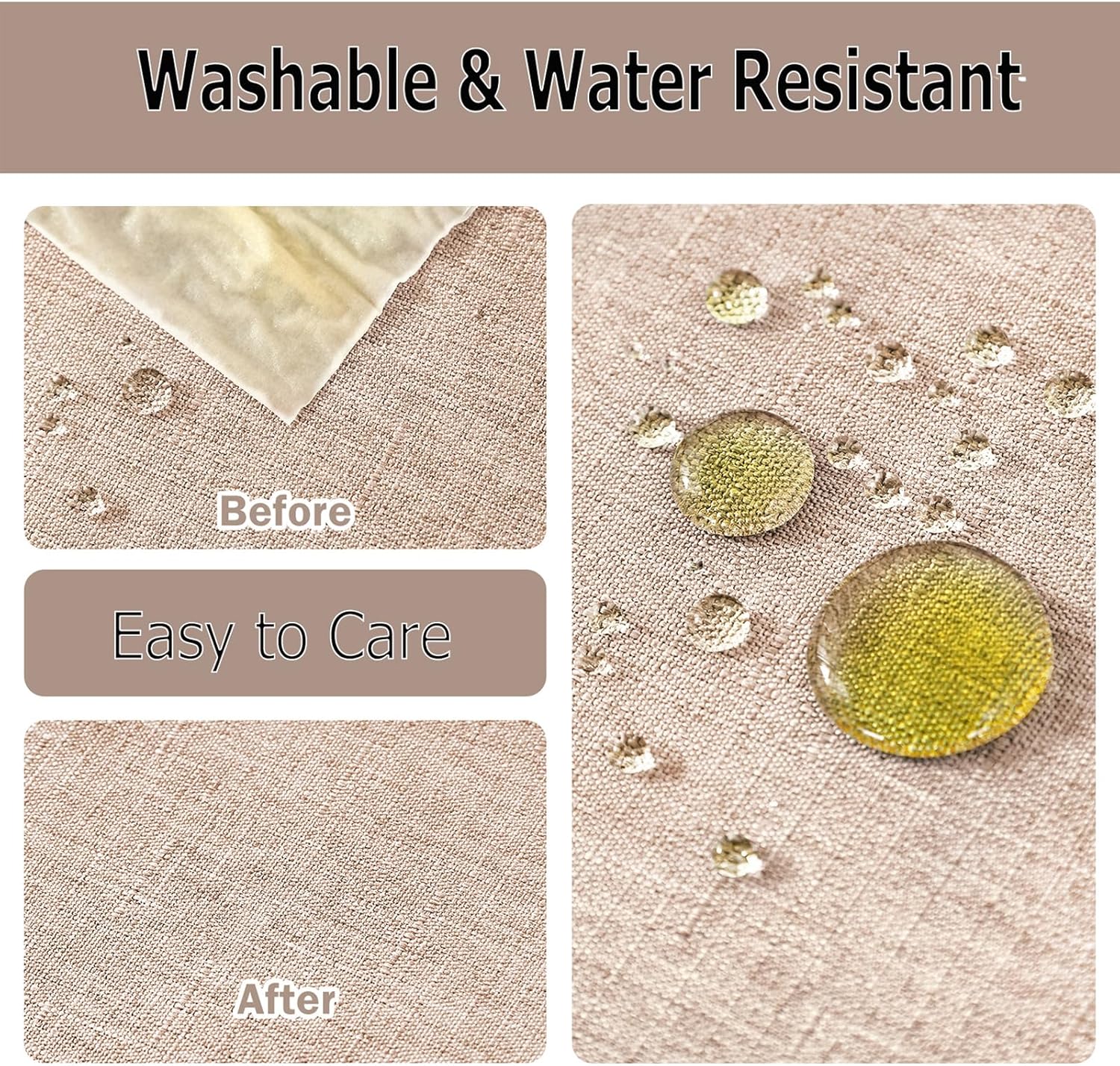 Textured Polyester Tablecloth Rectangle 52x70 Waterproof Spill-Proof Wipeable Table Cloth Wrinkle Free Dining Table Cover for Birthday Farmhouse Spring Tablecloths Up to 36‘'X54''