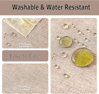 Textured Polyester Tablecloth Rectangle 52x70 Waterproof Spill-Proof Wipeable Table Cloth Wrinkle Free Dining Table Cover for Birthday Farmhouse Spring Tablecloths Up to 36‘'X54''