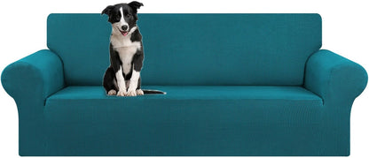 Stretch Sofa Cover Slipcover ，Couch Covers for 3 Cushion Couch Sofa pet Friendly (78"-94") Furniture Protector Sofa with Elastic Bottom for Kids,Dog, Jacquard Small Checked(Large,Black)