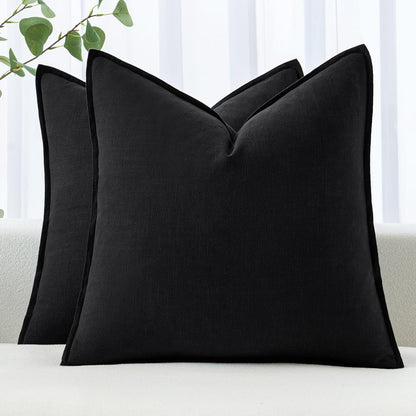MIULEE Decorative Linen Euro Sham Pillow Covers 24x24 Natural Beige Boho Farmhouse Neutral Couch Throw Pillows for Bed Pack of 2 Accent Modern Pillowcase Sofa Livingroom Home Decor
