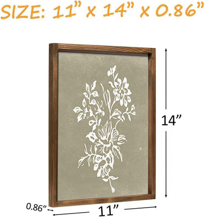 Framed Boho Wall Art Set of 4 for Wooded Minimalist Botanical Print Wall Art for Rustic Vintage Farmhouse Home Kitchen Wall Decor (Brown, 11x14)