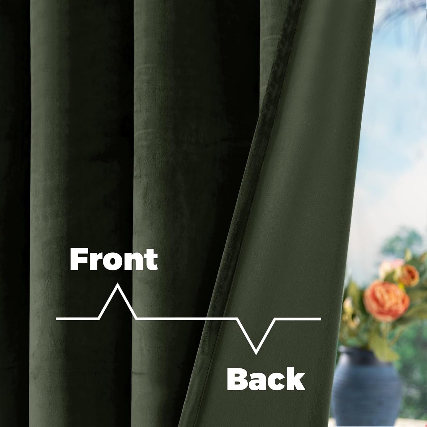 Green Velvet Curtains 84 Inch Length, Thermal Insulated Blackout Curtains Room Darkening Drapes with Back Tab and Rod Pocket for Living Room/French Door, Set of 2 Panels, 52 x 84 Inch
