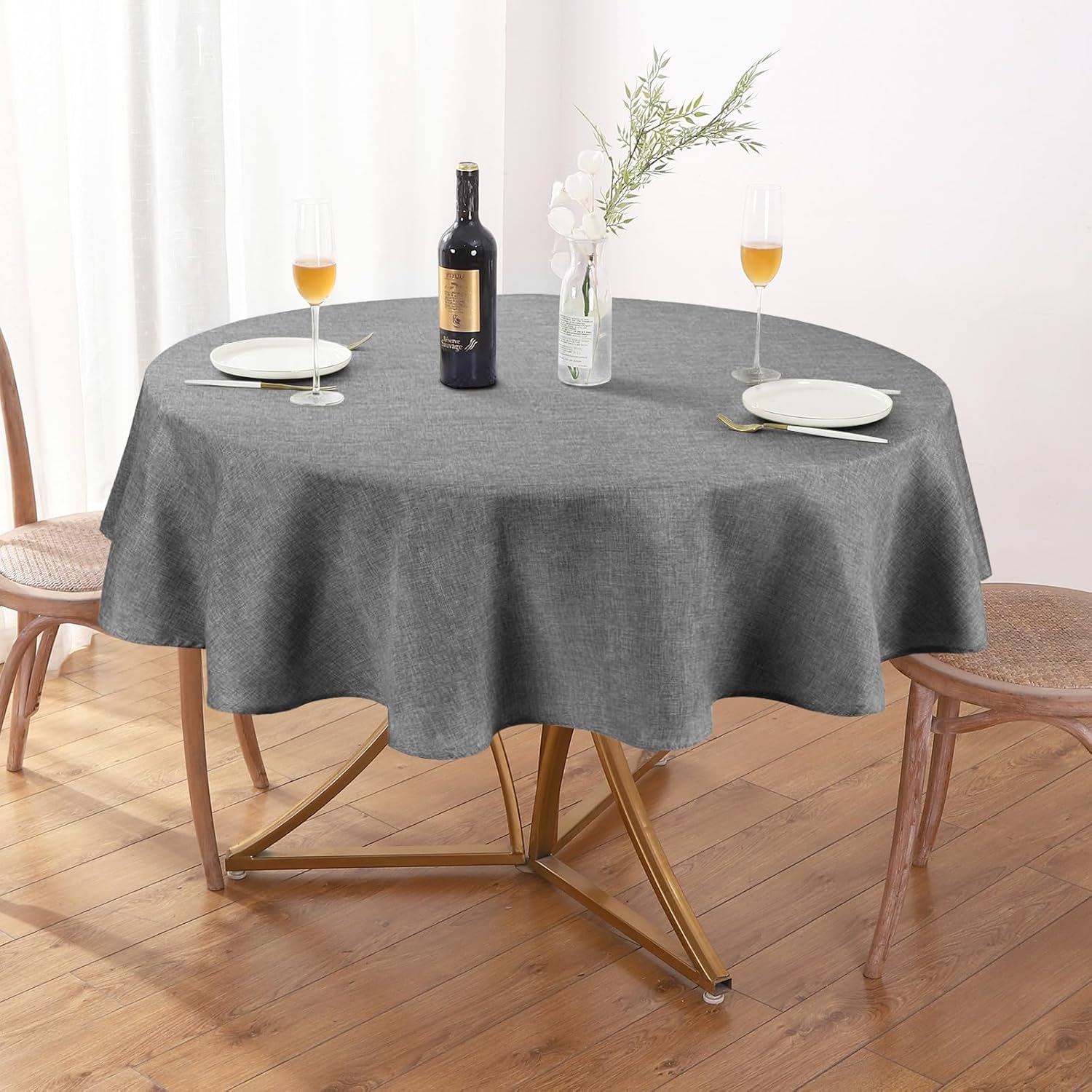 Textured Polyester Tablecloth Rectangle 52x70 Waterproof Spill-Proof Wipeable Table Cloth Wrinkle Free Dining Table Cover for Birthday Farmhouse Spring Tablecloths Up to 36‘'X54''