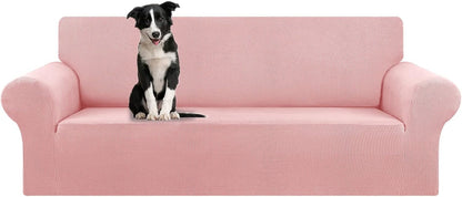 Stretch Sofa Cover Slipcover ，Couch Covers for 3 Cushion Couch Sofa pet Friendly (78"-94") Furniture Protector Sofa with Elastic Bottom for Kids,Dog, Jacquard Small Checked(Large,Black)