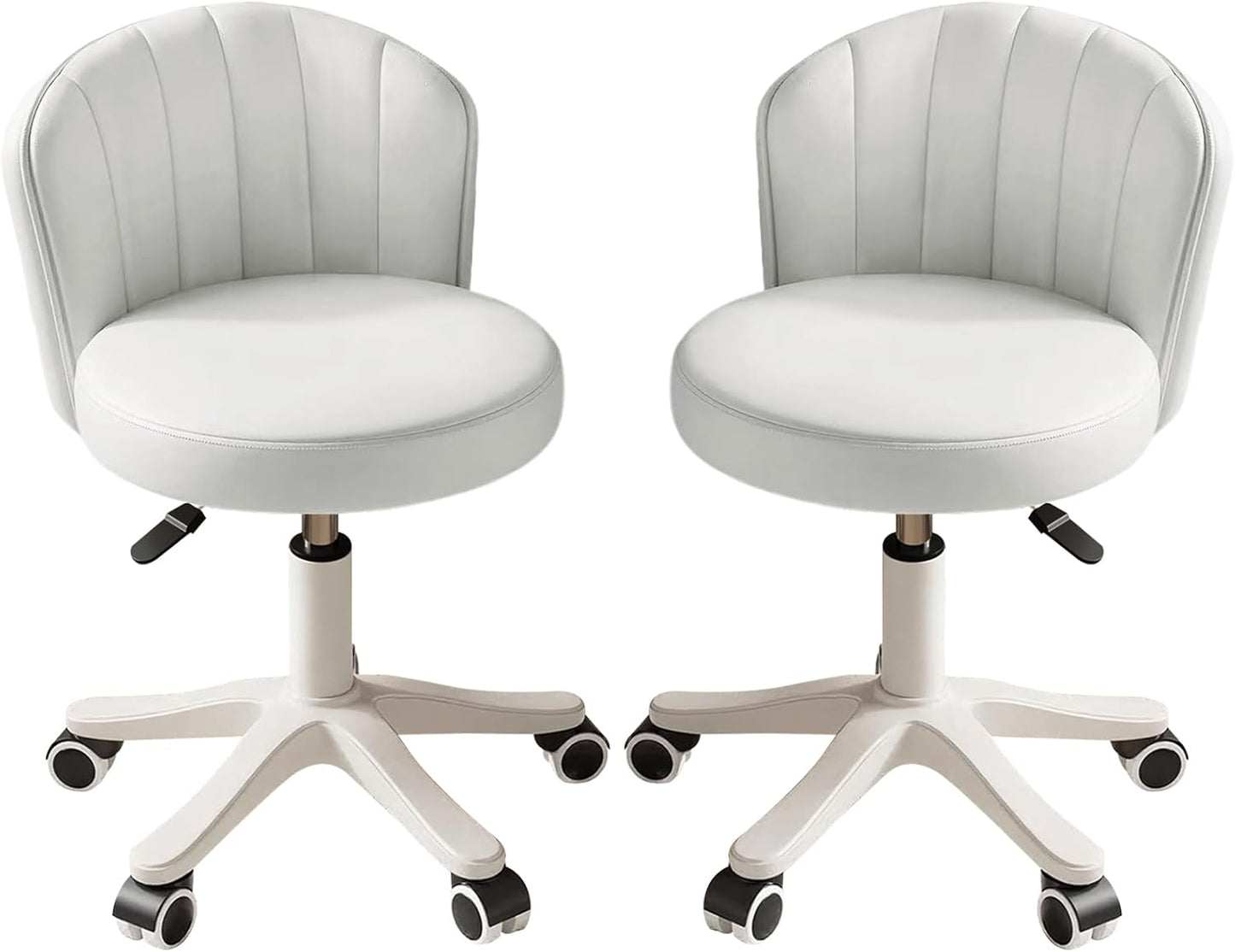 Small Round Rolling Desk Chair Armless Comfy Vanity Computer Chair Height Adjustable Swivel Work Spa Chair