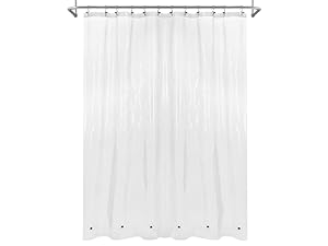 Design Waffle Weave White Shower Curtain Hotel Luxury Quality, Fabric Shower Curtains for Bathroom, Pique Pattern Cloth, Water Repellent and Machine Washable, Standard Size 71" x 72"