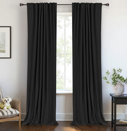 100% Blackout Shield Blackout Curtains for Bedroom 84 Inches Long, Back Tab/Rod Pocket Living Room Drapes, Thermal Insulated Blackout Curtains 2 Panels Set, 50" W x 84" L, Cream