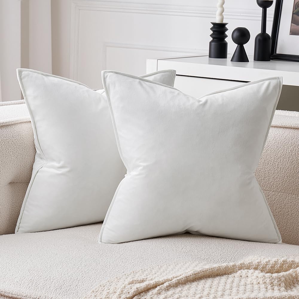 MIULEE Brown Velvet Throw Pillow Covers 20x20 Soft Decorative Solid Square Cushion Cases Pack of 2 Modern Luxury Home Decor for Couch, Sofa, Bedroom