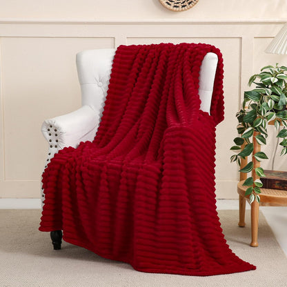 Sage Green Fleece Throw Blanket 50”×60” for Couch Sofa Bed,Super Soft Cozy Plush Microfiber Flannel Blanket with Stripes Design Lightweight for Adults,Woman,Girls