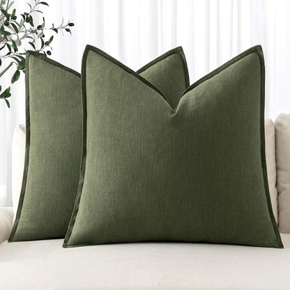 MIULEE Decorative Linen Euro Sham Pillow Covers 24x24 Natural Beige Boho Farmhouse Neutral Couch Throw Pillows for Bed Pack of 2 Accent Modern Pillowcase Sofa Livingroom Home Decor