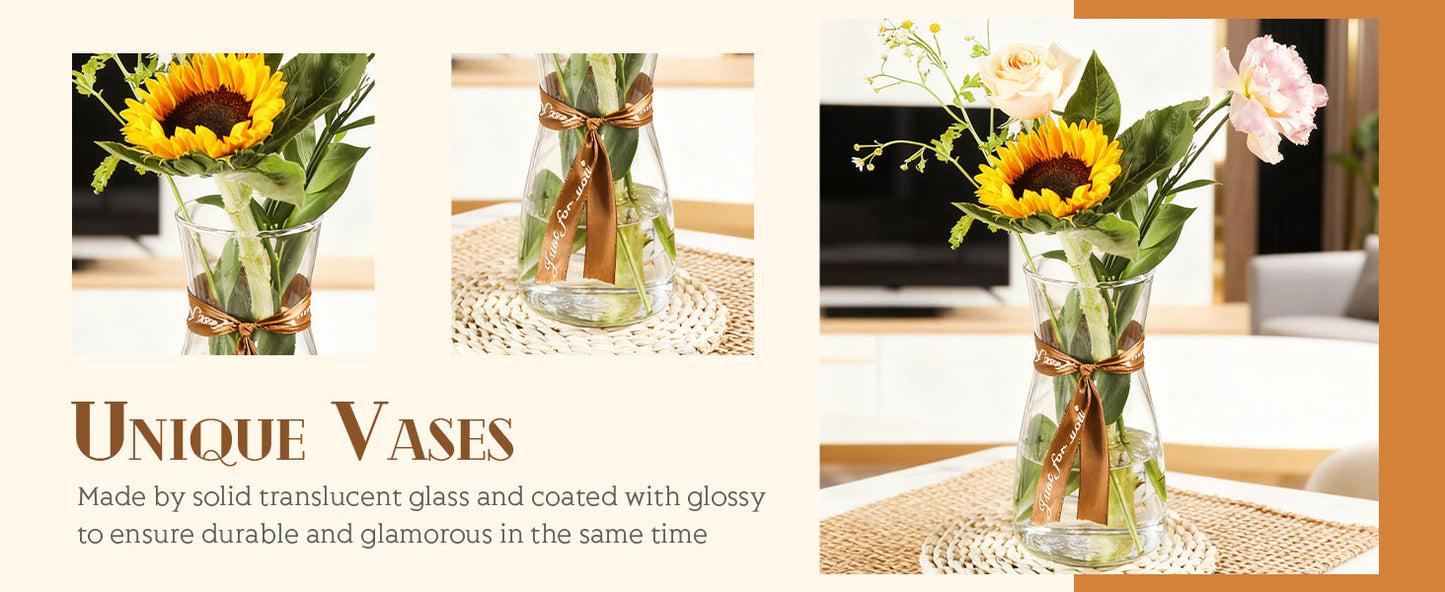 8 inch Clear Glass Flower Vases for Flower Bouquet Decoration Home Centerpiece Wedding Decor Gift
