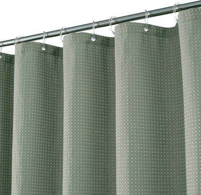 Design Waffle Weave White Shower Curtain Hotel Luxury Quality, Fabric Shower Curtains for Bathroom, Pique Pattern Cloth, Water Repellent and Machine Washable, Standard Size 71" x 72"