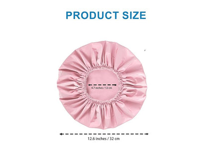 Shower Cap for Women, Double Layer Waterproof Bath Cap, Reusable Hair Protector, Large Waterproof Shower Bonnet Washable Elastic Band Bath Hair Hat for Long Hair, Braids， - Pink