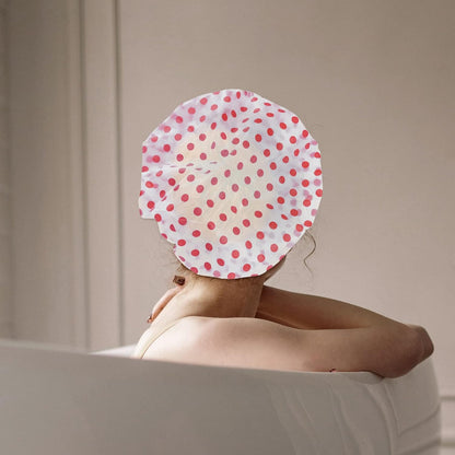 3PCS Shower Caps, Elastic Reusable Waterproof Plastic Shower Cap for Women Ladies Spa Salon (Red+Green+Blue)