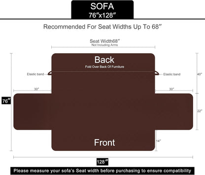 Reversible Sofa Cover Washable Couch Cover for Dogs Friendly with Elastic Straps Water Repellent Furniture Protector for 3 Cushion Couch (Sofa, Coffee/Beige)