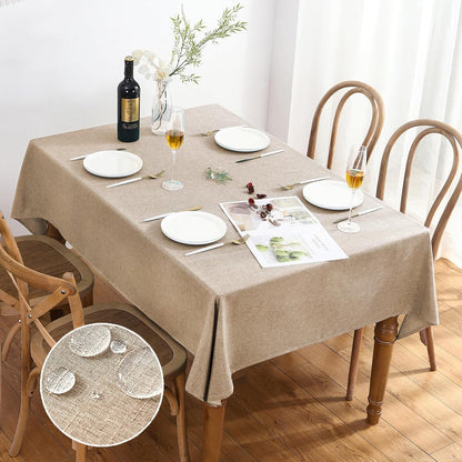 Textured Polyester Tablecloth Rectangle 52x70 Waterproof Spill-Proof Wipeable Table Cloth Wrinkle Free Dining Table Cover for Birthday Farmhouse Spring Tablecloths Up to 36‘'X54''