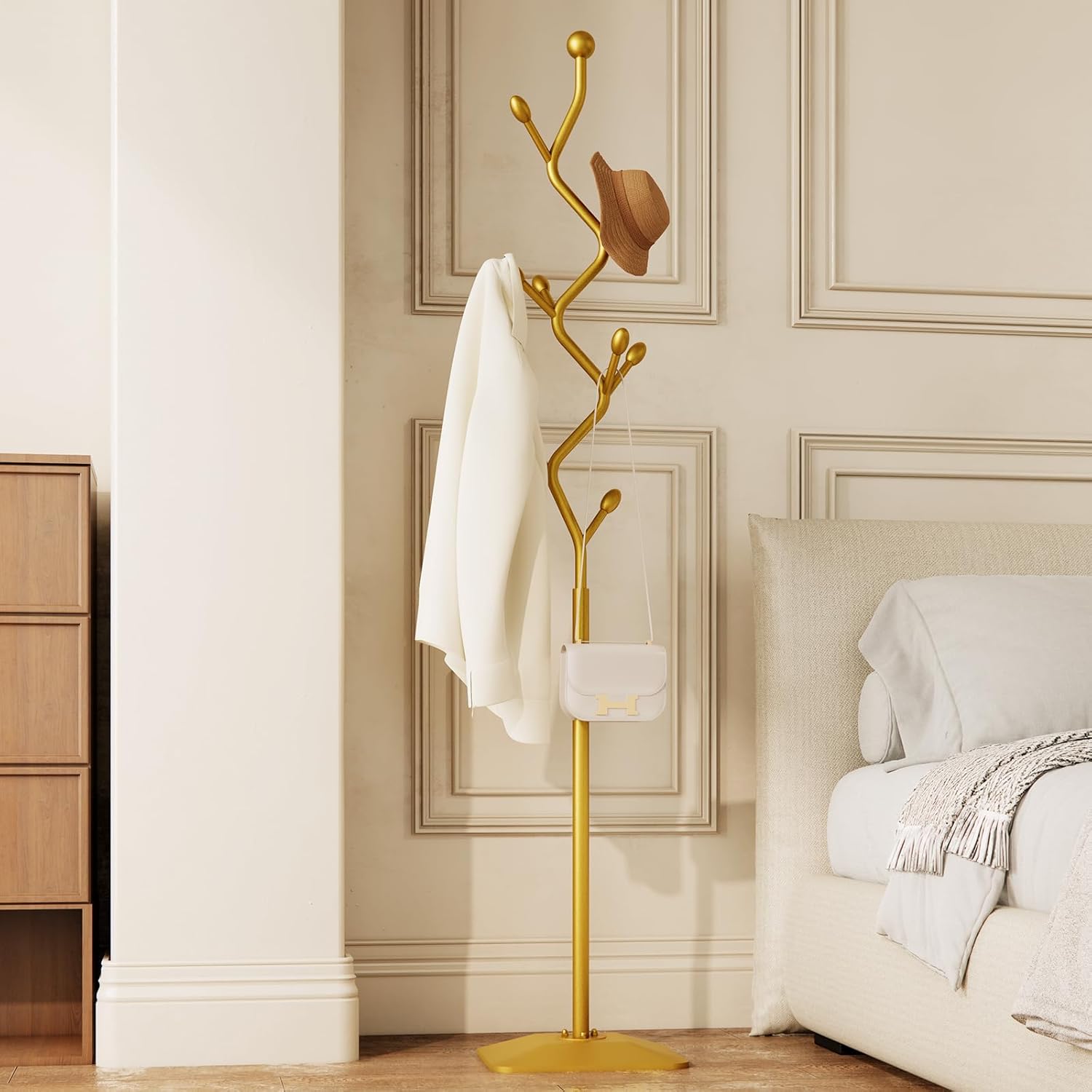 Tree-shaped coat rack stand,Metal coat tree with 8 Hooks and sturdy cast iron base,Heavy Duty coat rack freestanding coat hanger stand for Clothes Hats Scarfs Purses (black)