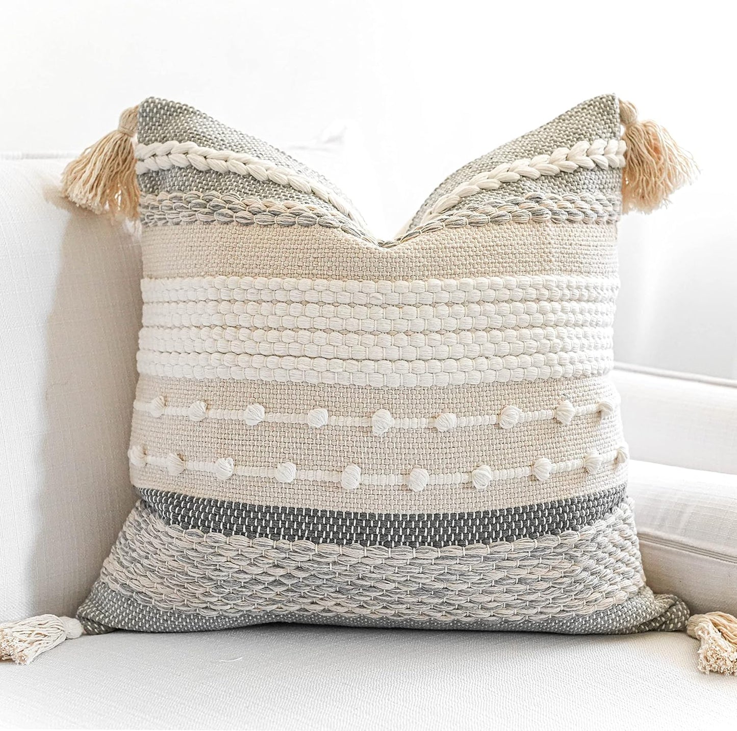 BlissBlush Coastal Blue Decorative Lumbar Pillow Cover 14x36 Boho Long Body Pillow for Bed Farmhouse Lumbar Throw Pillow for Couch Modern Accent Textured Throw Pillowcase