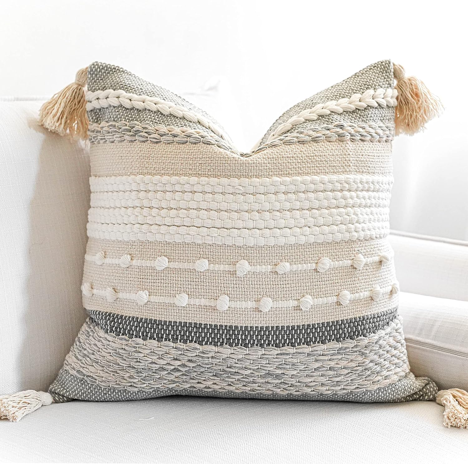 BlissBlush Coastal Blue Decorative Lumbar Pillow Cover 14x36 Boho Long Body Pillow for Bed Farmhouse Lumbar Throw Pillow for Couch Modern Accent Textured Throw Pillowcase
