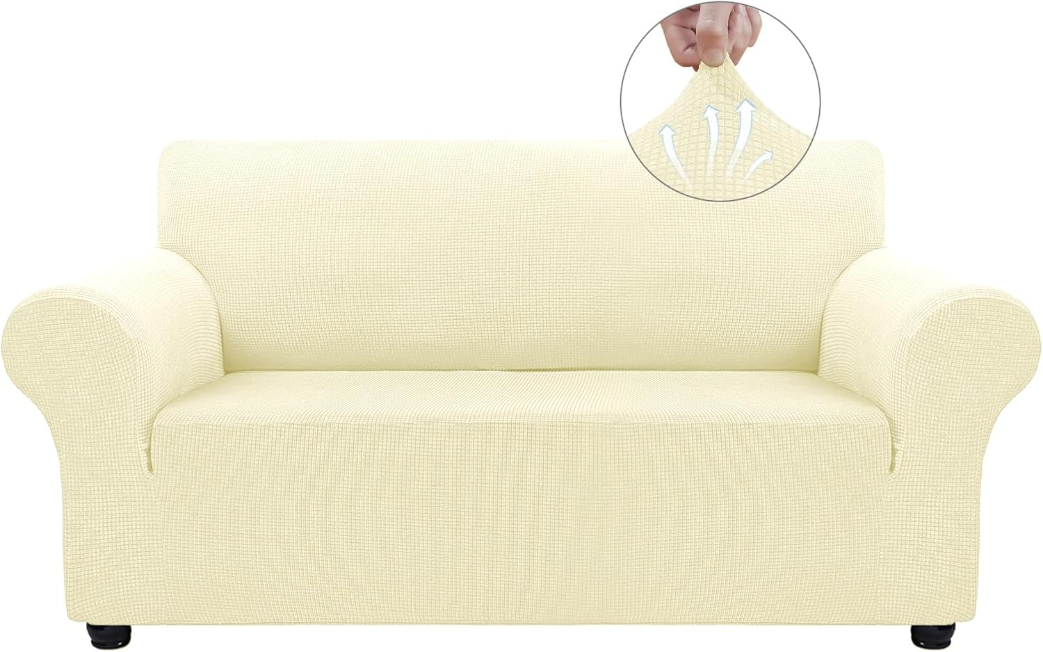 Couch Covers for 3 Cushion Couch Sofa Pet Friendly, 3 Seater Sofa Cover Washable Slipcovers Protector Furniture Covers for Dogs Spandex Jacquard Fabric Small Checks（Large，Black）