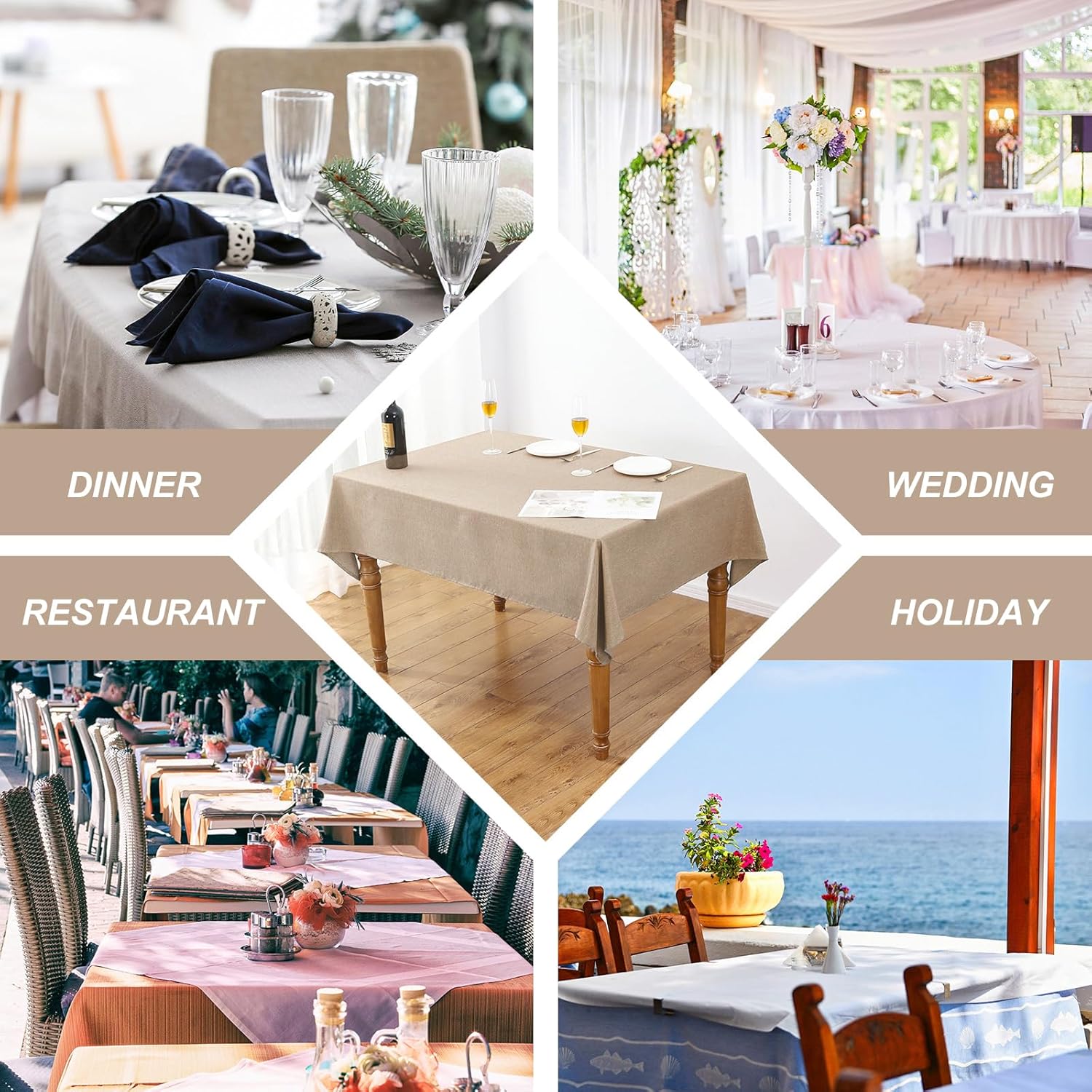Textured Polyester Tablecloth Rectangle 52x70 Waterproof Spill-Proof Wipeable Table Cloth Wrinkle Free Dining Table Cover for Birthday Farmhouse Spring Tablecloths Up to 36‘'X54''