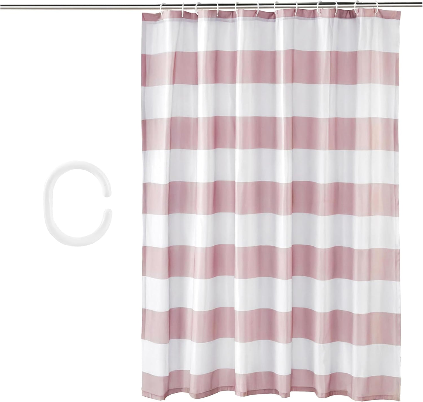 Bathroom Shower Curtain, Water Resistant Fabric with Rust Proof Grommets & Hooks, Weighted Hem, Machine Washable, 72"x72", Light Brown, Beige