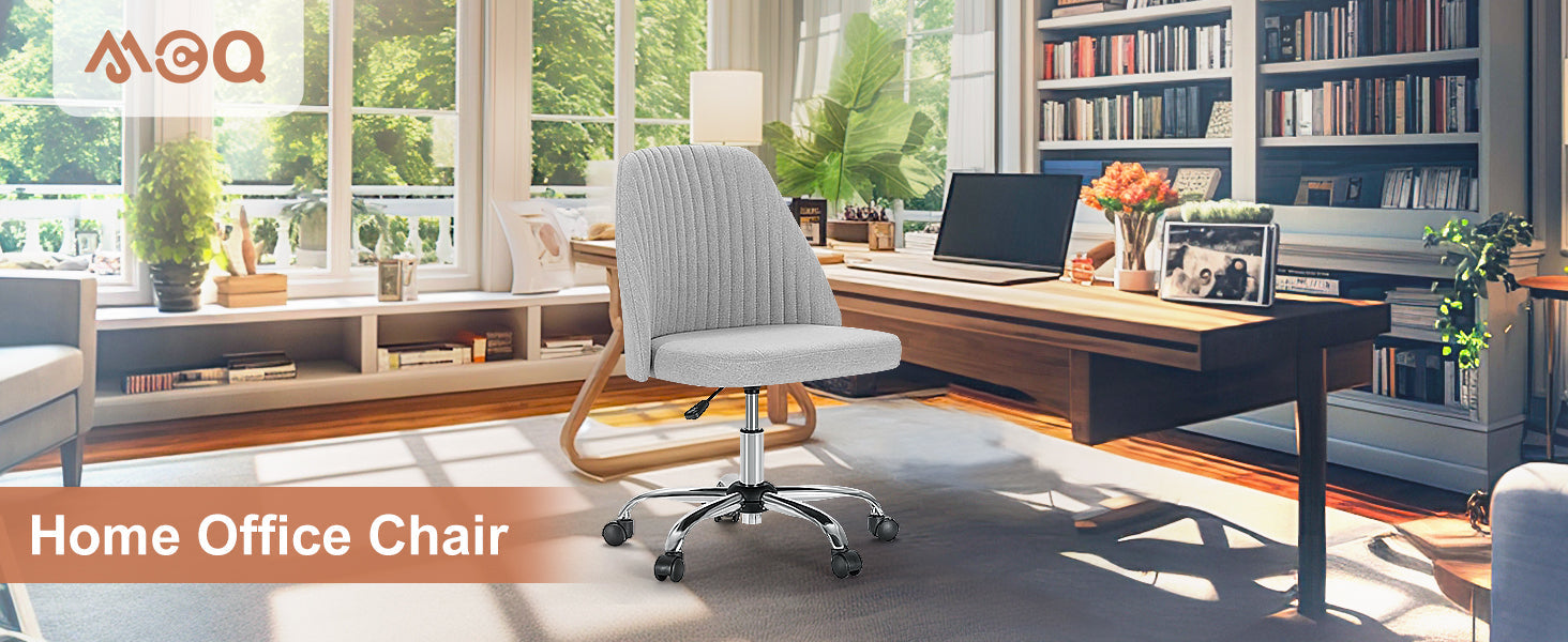 Office Chair, Comfy Desk Chair Rolling Vanity Swivel Task Chairs with Wheels, Wide Seating Armless Height Adjustable Computer Chairs for Home,Bedroom,Student,Adults, Classic Grey