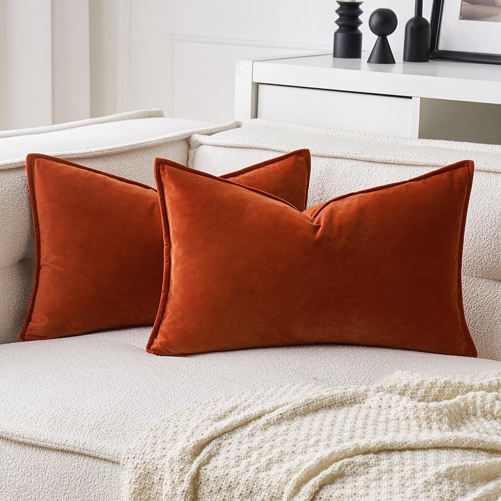 MIULEE Brown Velvet Throw Pillow Covers 20x20 Soft Decorative Solid Square Cushion Cases Pack of 2 Modern Luxury Home Decor for Couch, Sofa, Bedroom