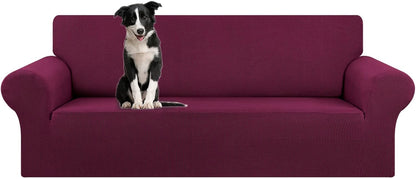 Stretch Sofa Cover Slipcover ，Couch Covers for 3 Cushion Couch Sofa pet Friendly (78"-94") Furniture Protector Sofa with Elastic Bottom for Kids,Dog, Jacquard Small Checked(Large,Black)
