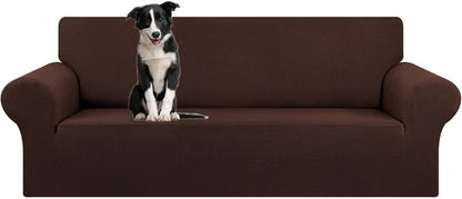 Stretch Sofa Cover Slipcover ，Couch Covers for 3 Cushion Couch Sofa pet Friendly (78"-94") Furniture Protector Sofa with Elastic Bottom for Kids,Dog, Jacquard Small Checked(Large,Black)