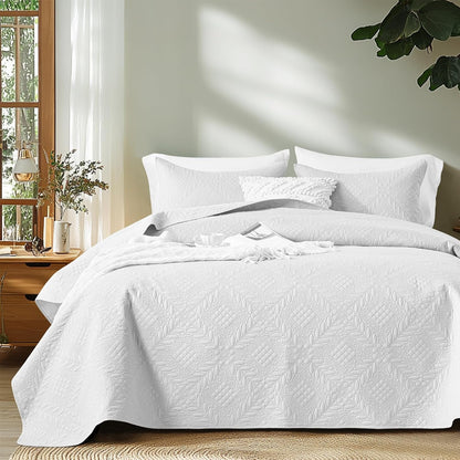 Quilts Queen Size - Ultra Soft Navy Blue Quilt Lightweight Microfiber Bedspreads, Classic Basket Weave Pattern Bedspread Bed Coverlet 3 Pieces for All-Season (1 Quilt, 2 Pillow Shams) | Breathable material, Easy care