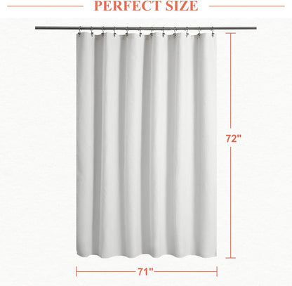Design Waffle Weave White Shower Curtain Hotel Luxury Quality, Fabric Shower Curtains for Bathroom, Pique Pattern Cloth, Water Repellent and Machine Washable, Standard Size 71" x 72"