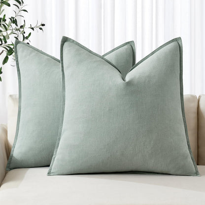 MIULEE Decorative Linen Euro Sham Pillow Covers 24x24 Natural Beige Boho Farmhouse Neutral Couch Throw Pillows for Bed Pack of 2 Accent Modern Pillowcase Sofa Livingroom Home Decor
