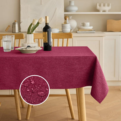 Decorelia Faux Linen Round Tablecloths 60 inch, Waterproof Decorative Washable Texture Rustic Circle Table Cloth Cover for Dining Kitchen Party Farmhouse Outdoor(Round (2-4 Seats),Sage Green)