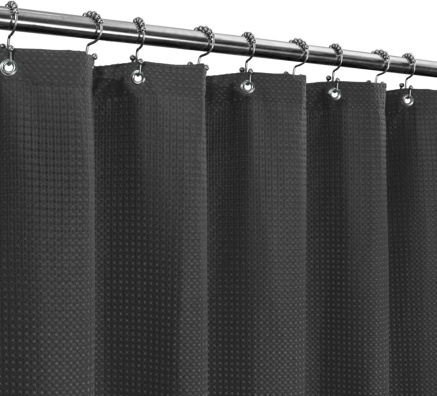 Design Waffle Weave White Shower Curtain Hotel Luxury Quality, Fabric Shower Curtains for Bathroom, Pique Pattern Cloth, Water Repellent and Machine Washable, Standard Size 71" x 72"
