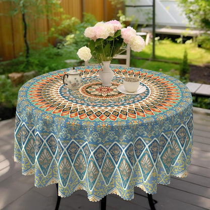 Bohemia Round Tablecloth,Tablecloth Waterproof and Wrinkle-Free, Boho Table Covers, Summer Decorations for Home 60inch